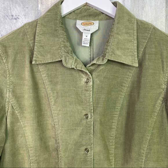 TALBOTS Green Corduroy Button Down Shirt Size Medium - Picture 3 of 9